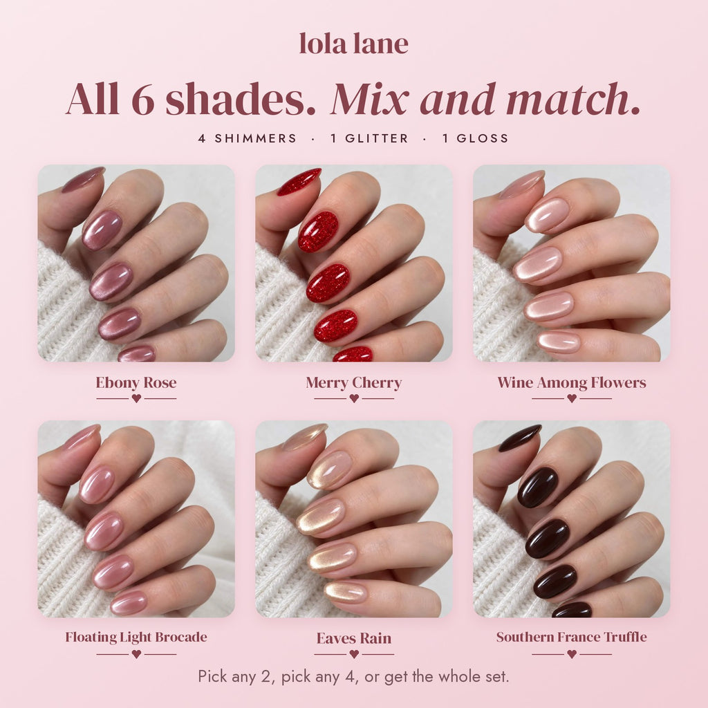 All six Lola Gel Pen shades side by side