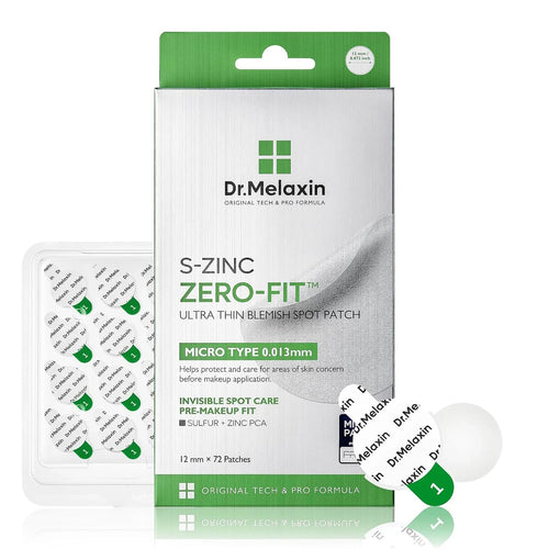 Blemish patch: Dr.Melaxin S-Zinc Zero-Fit ultra thin blemish spot patch box, 72 patches, 12mm